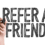 Calgary office movers hand writing "refer a friend"